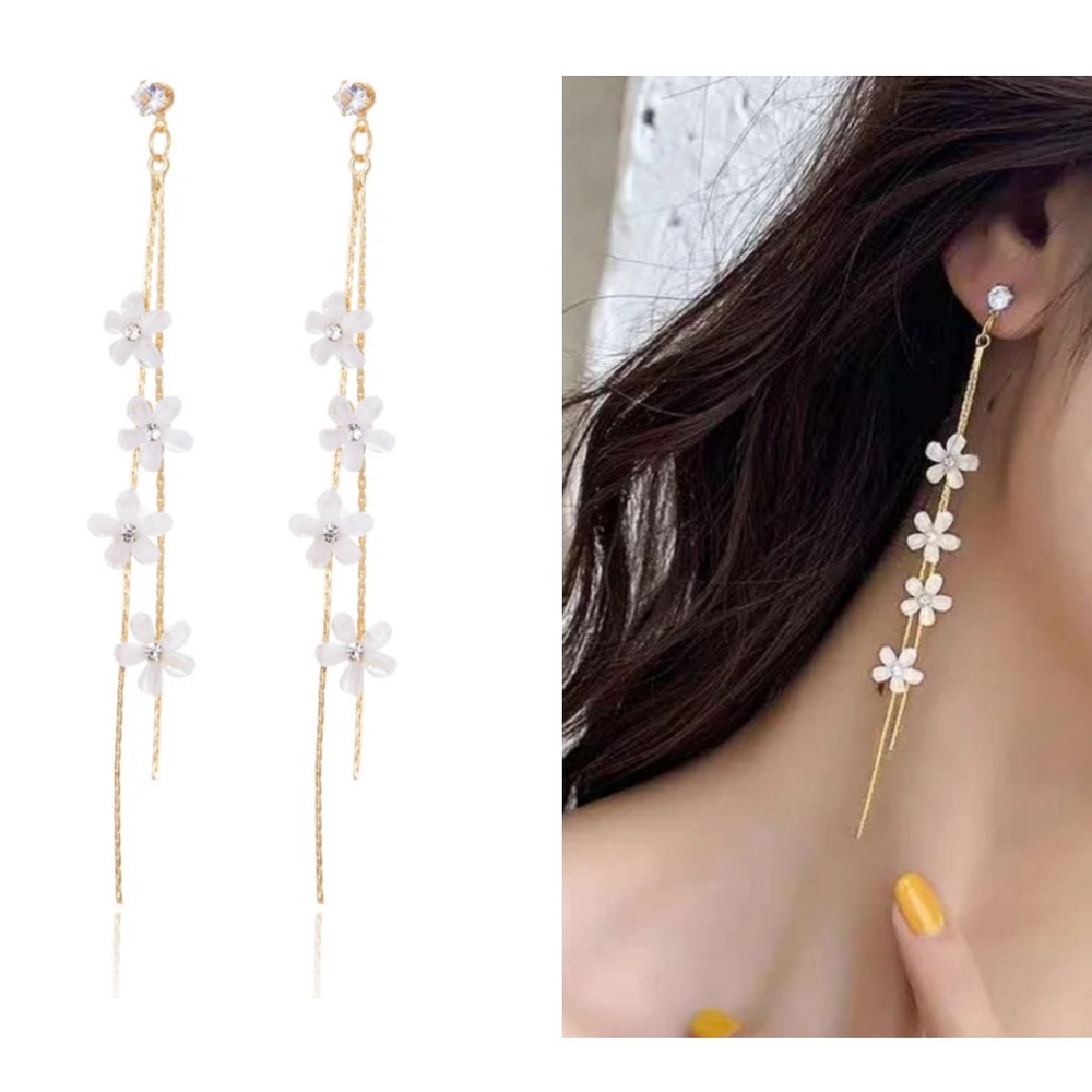 Flower Tassel Earrings - Picture 1 of 6